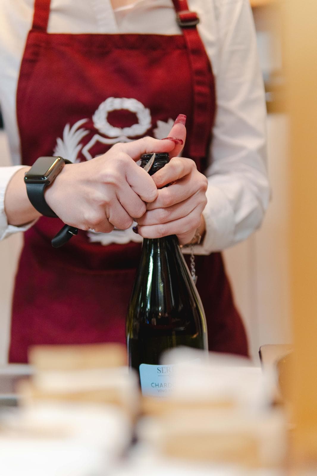 Wine service at the table