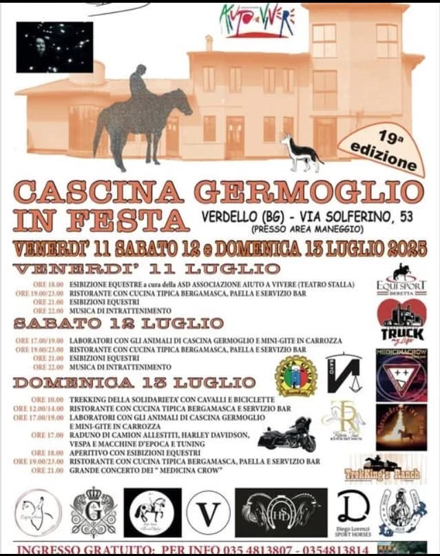 Volantino di Cascina Germoglio in festa, 19ª edizione, 11–13 luglio 2025